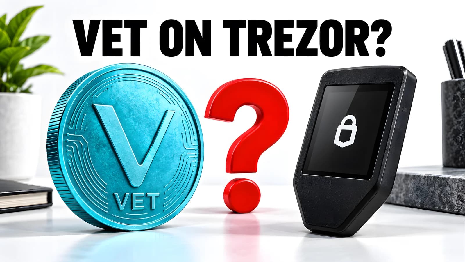 VeChain and Trezor compatibility: conceptual hardware-wallet cover illustration