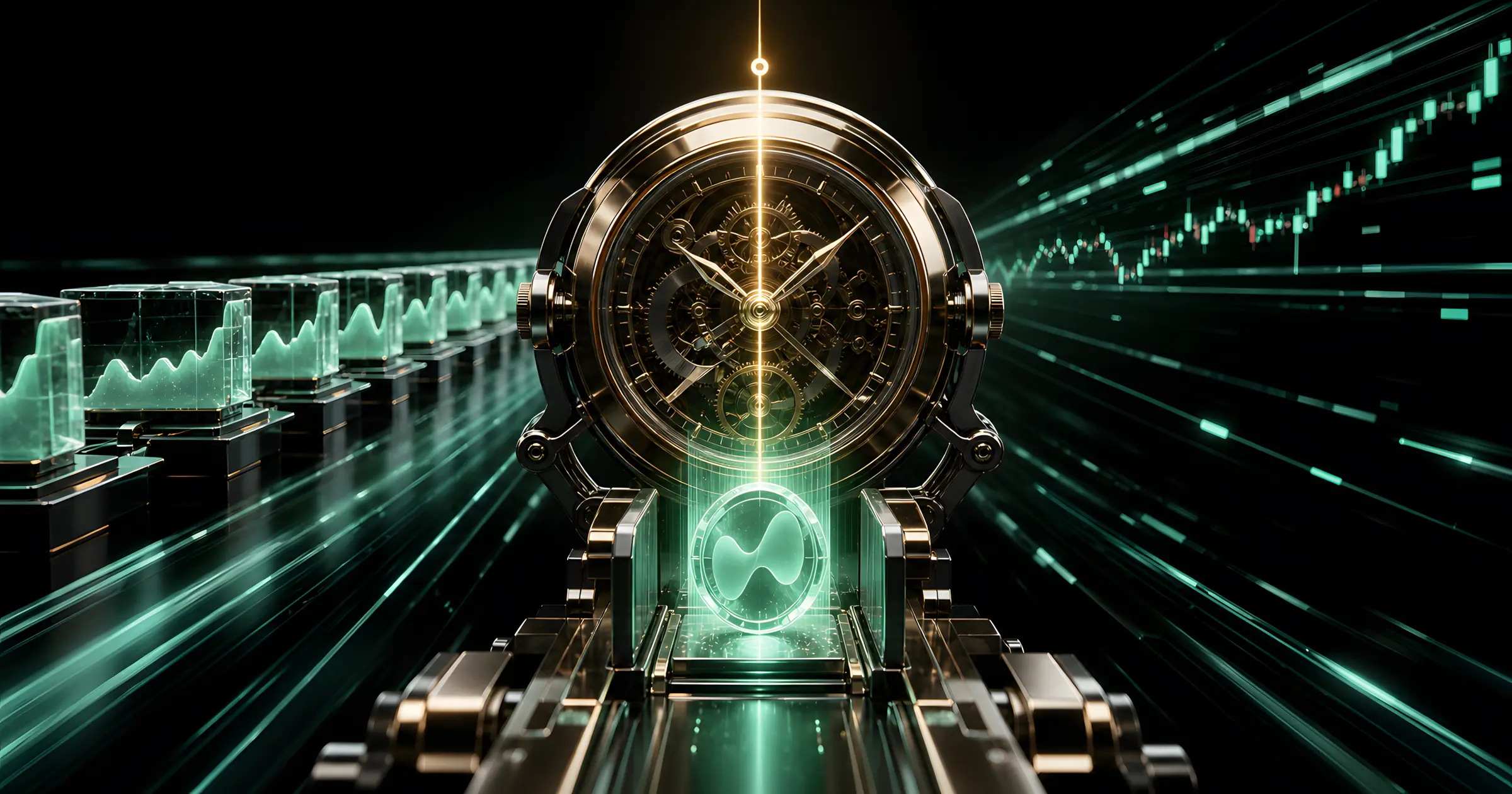 A token genesis event marked at an exact time on a trading timeline